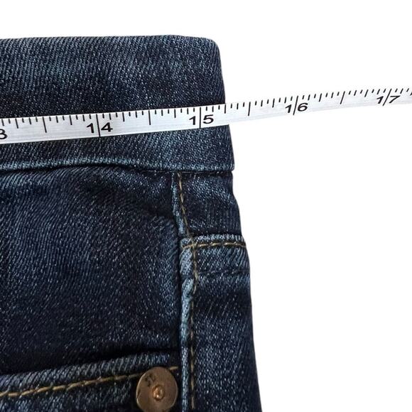 Joe's Jeans Rocker Fit- Flare Leg Low rise size 27 Dark Wash Raw Hem - Picture 6 of 9